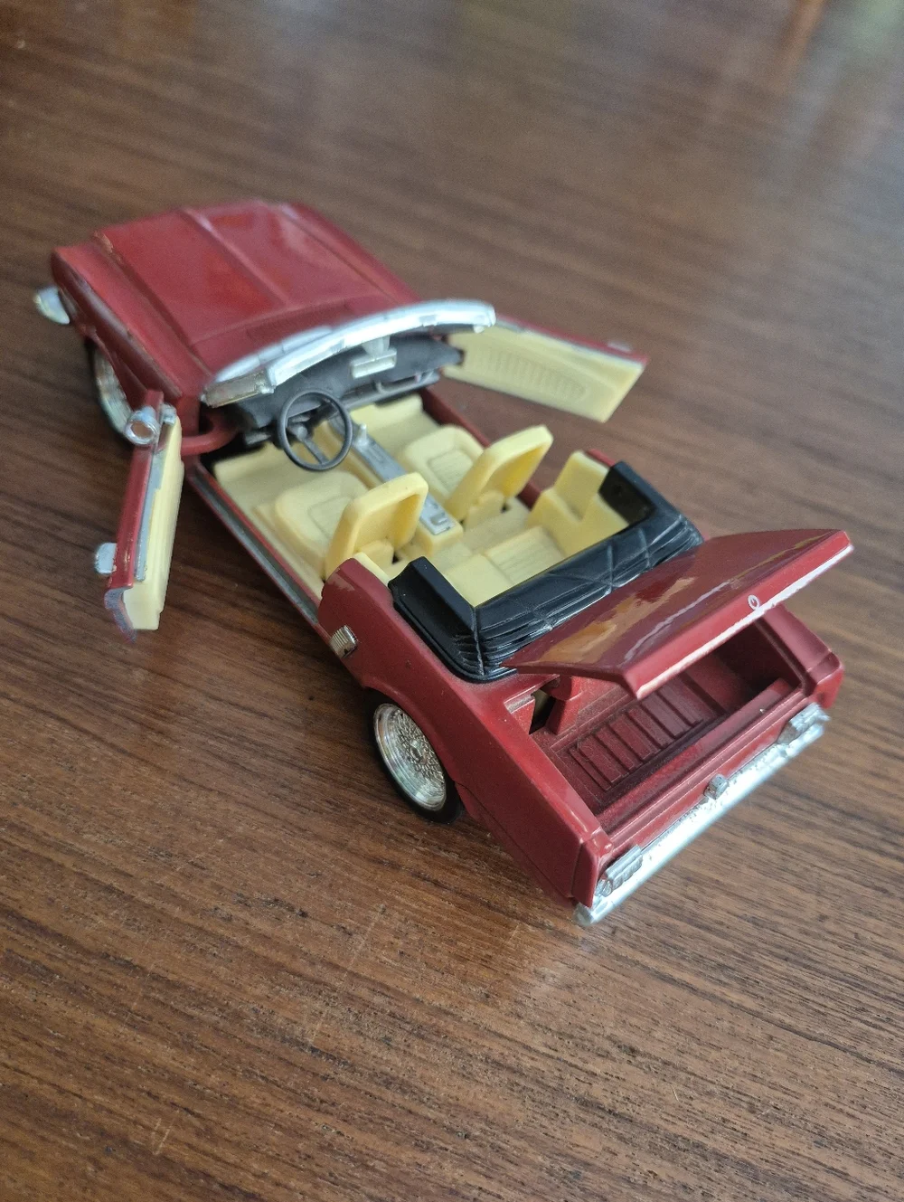 Vintage Metal Plastic Red Convertible Toy Car - Ford Die-Cast Ford Mustang